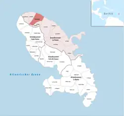 Location of the commune (in red) within Martinique