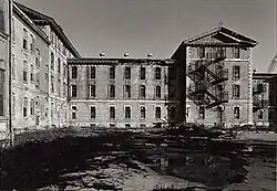 Looking at the start of the South wing from the rear of the building.