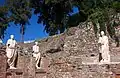 Statues lining the Roman Theater