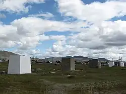 stupas under construction