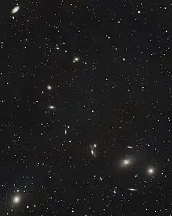 Visible wavelength image of Virgo cluster with M87 near lower left
