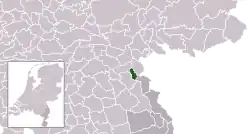Highlighted position of Mook en Middelaar in a municipal map of Limburg