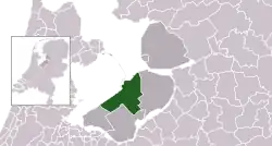 Highlighted position of Lelystad in a municipal map of Flevoland
