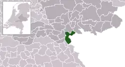 Highlighted position of Berg en Dal in a municipal map of Gelderland