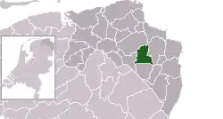 Highlighted position of Menterwolde in a municipal map of Groningen