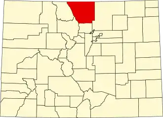 Map of Colorado highlighting Larimer County