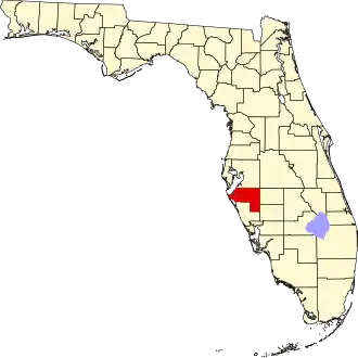 Map of Florida highlighting Manatee County
