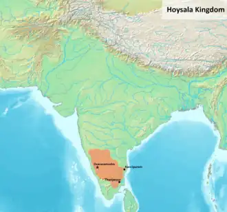 Greatest extent of the Hoysala kingdom, c.1050- c.1355