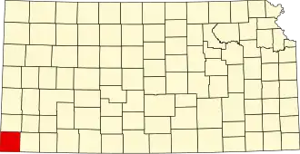Map of Kansas highlighting Morton County