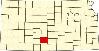 Map of Kansas highlighting Pratt County