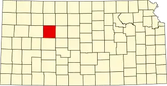 Map of Kansas highlighting Trego County