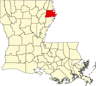 Map of Louisiana highlighting Madison Parish