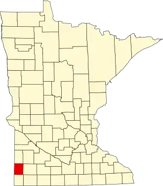 Map of Minnesota highlighting Pipestone County