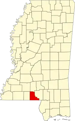 State map highlighting Walthall County