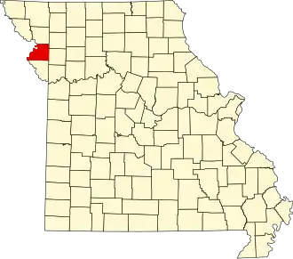 A state map highlighting Buchanan County in the northwestern part of the state.