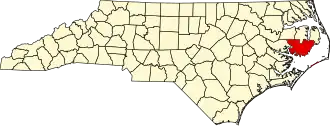 Location of Hyde County within North Carolina