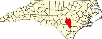 Location of Sampson County within North Carolina