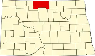 State map highlighting Bottineau County