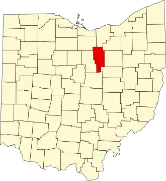 State map highlighting Ashland County