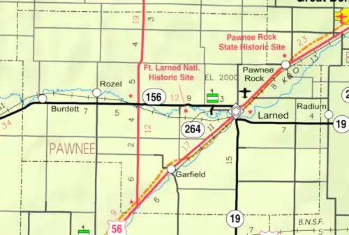KDOT map of Pawnee County (legend)