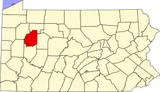State map highlighting Clarion County