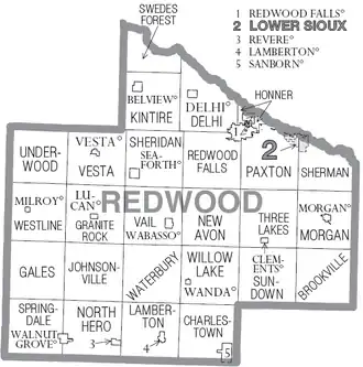Cities and townships of Redwood County