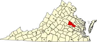 State map highlighting Hanover County