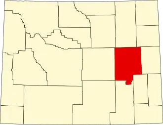 Map of Wyoming highlighting Converse County
