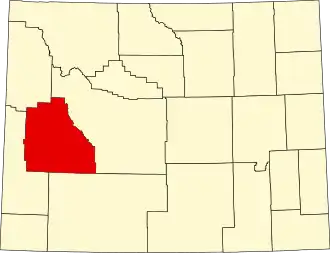Map of Wyoming highlighting Sublette County