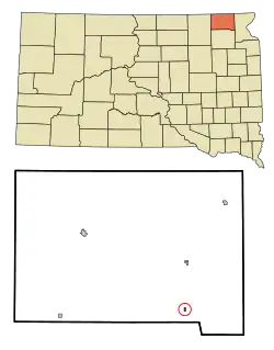 Location in Marshall County and the state of South Dakota