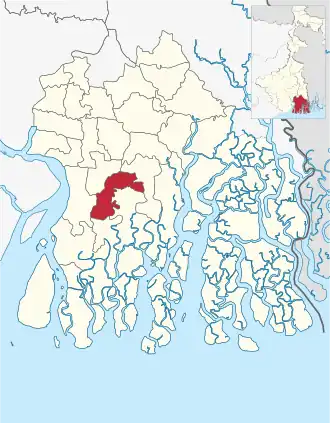 Location of Mathurapur I community development block in South 24 Parganas district