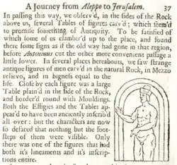 Maundrell's depiction of the Assyrian stelae (1697)