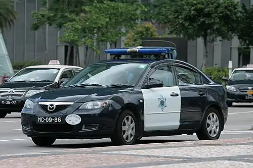 A Mazda patrol vehicle operated by Macau Customs Service.