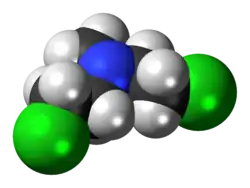 Space-filling model of the chlormethine molecule