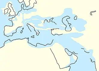 The North Sea between 34 million years ago and 28 million years ago, as Central Europe became dry land