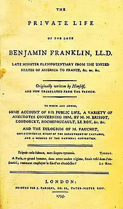 Image 5Cover of the first English edition of Benjamin Franklin's autobiography, 1793 (from Autobiography)