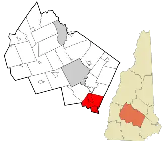 Location in Merrimack County and the state of New Hampshire