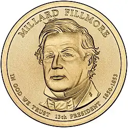 Sketch of the obverse side of Millard Fillmore's presidential dollar coin