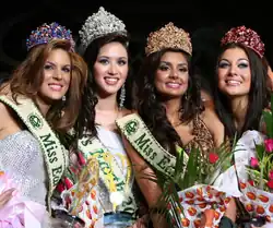 (L –R) The Elemental Court of Miss Earth 2007: Miss Earth-Water (Venezuela), Miss Earth (Canada), Miss Earth-Air (India) and Miss Earth-Fire (Spain).