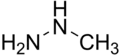 Skeletal formula of monomethylhydrazine with some implicit hydrogens shown