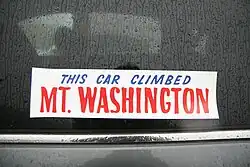 Mount Washington bumper sticker