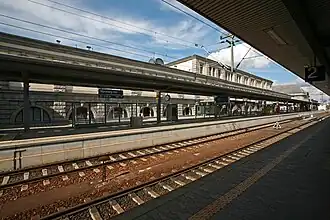 Platform 1, adjacent to the station building at the first floor level. This platform is used mainly for S-Bahn trains.