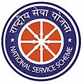 National Service scheme logo: a red-and-white wheel with "National Service Scheme" in white-on-blue Hindi and English around it