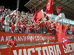 Nea Salamina Famagusta FC fans at Ammochostos Stadium in a game against AEP Paphos FC in season 2006–07.