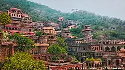 Neemrana Fort ( Chouhan Clan ) Located 10 km away is a heritage hotel now .