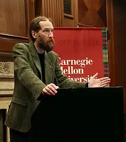 Neil Donahue speaking when being given the Thomas Lord professorship at Carnegie Mellon University