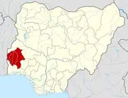 Map of Nigeria highlighting Oyo State