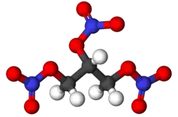 Ball and stick model of nitroglycerin