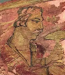 Detail of Yuezhi nobleman presenting mushroom at fire altar.[10]