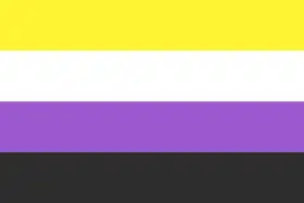 Yellow, white, light purple, and black stripes.